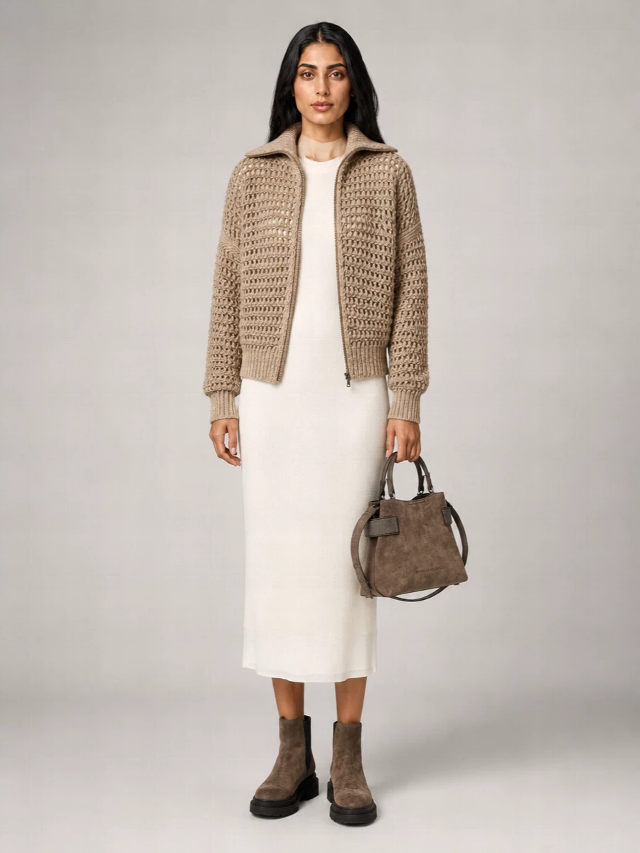Brunello Cucinelli Ribbed Cashmere-Blend Zip Cardigan