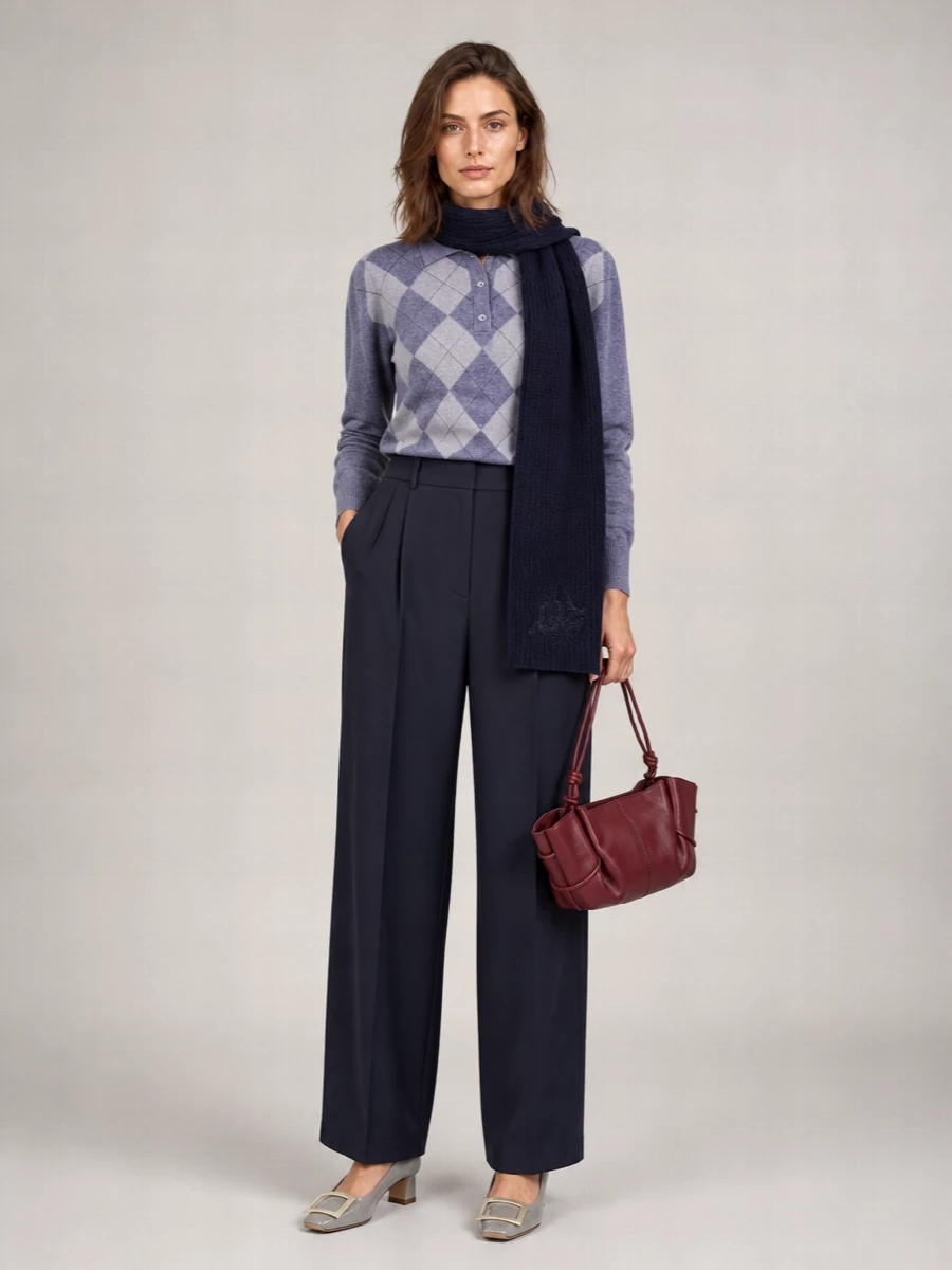Róhe Cashmere Silk Argyle Polo Jumper