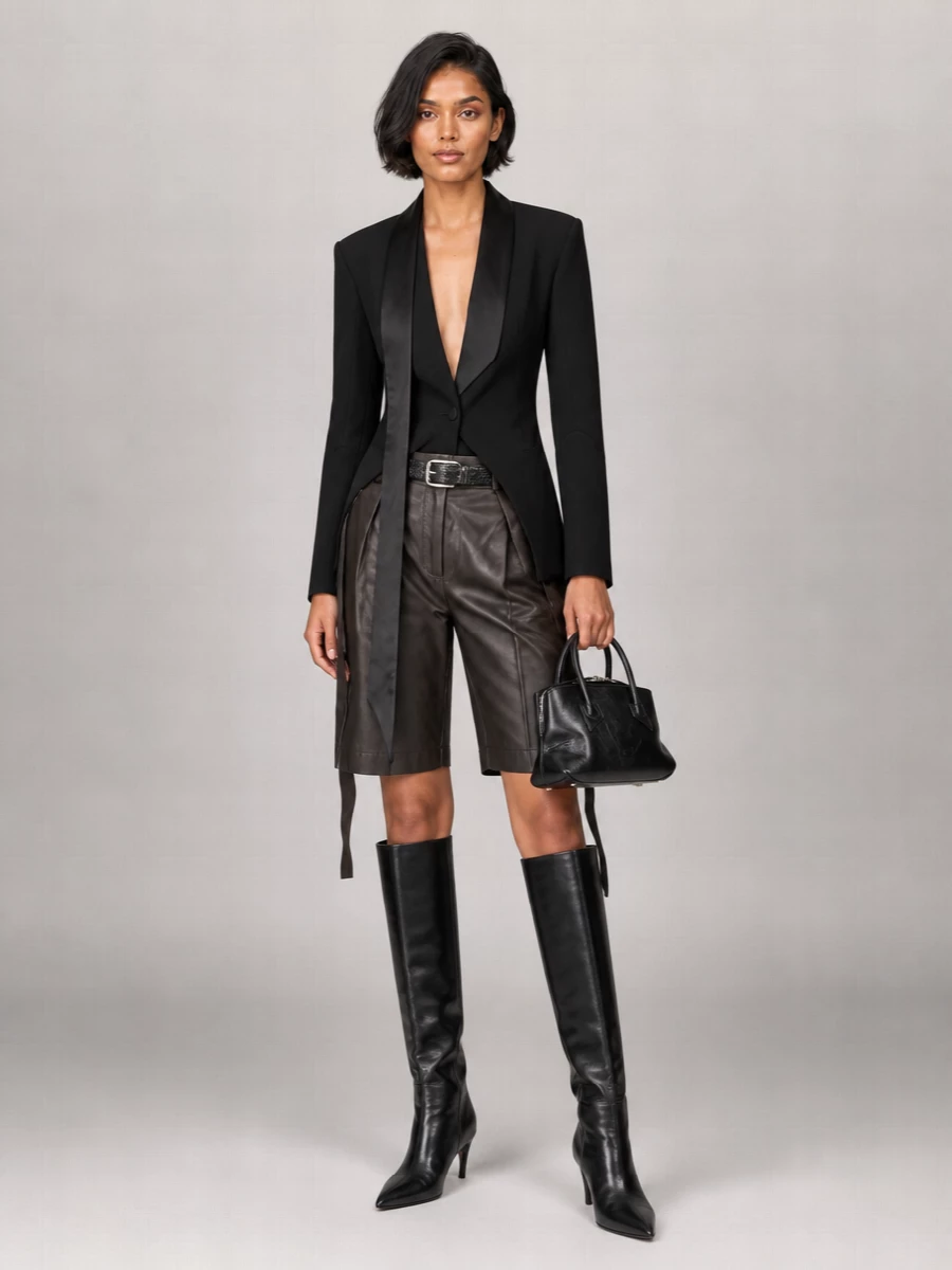 The Attico Leather Bermuda Shorts