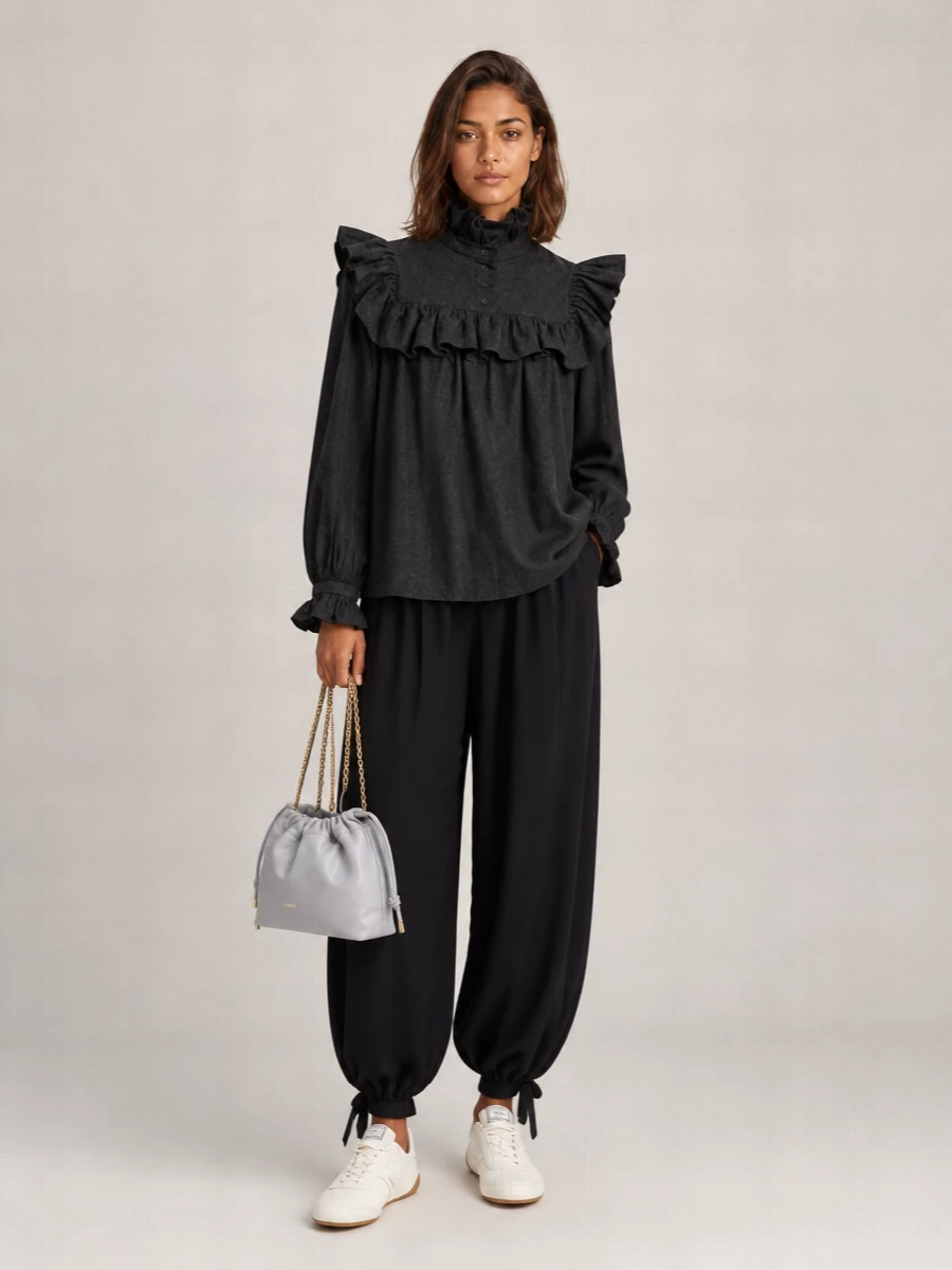 Chloé wool cashmere ruffled turtleneck top