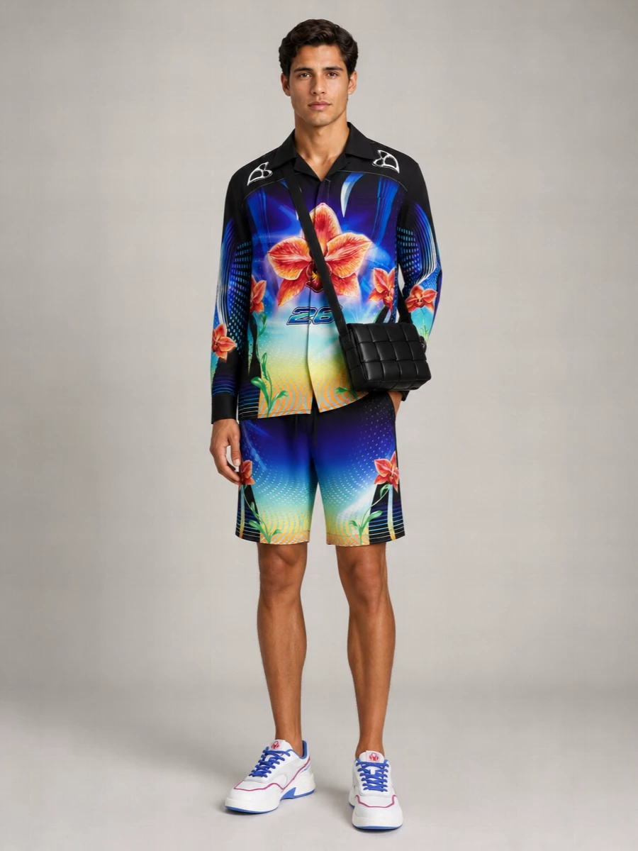 Casablanca Silk Orchid Racer Shirt
