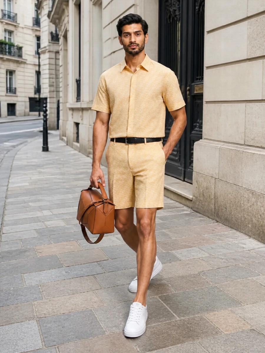 Loewe summer shirt jacquard shorts outfit