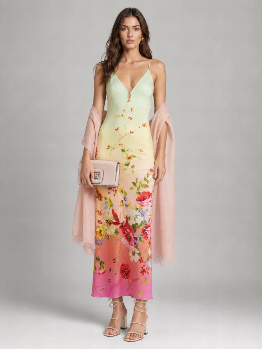 Roberto Cavalli Silk Knee-Length Maxi Dress