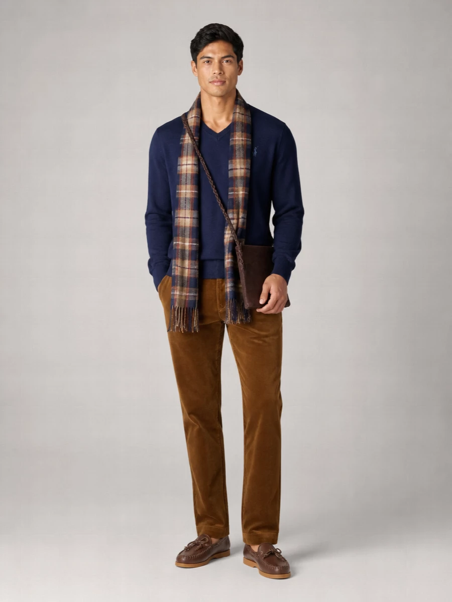 Polo Ralph Lauren Wool Ribbed V-Neck Long-Sleeve Sweater