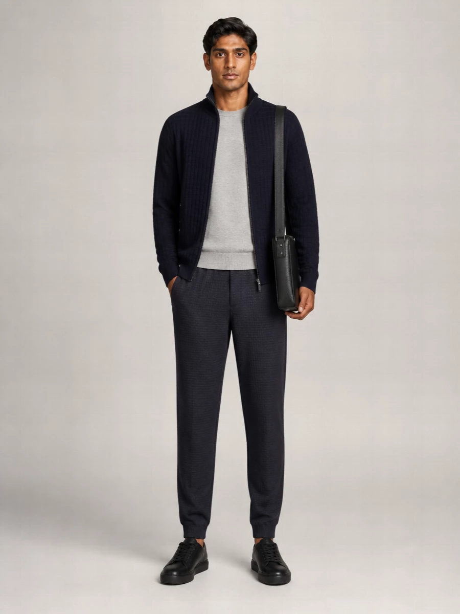 Emporio Armani Fine-Knit Zip-Up Turtleneck Sweater