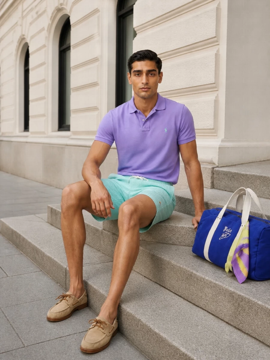 Ralph lauren pastel polo mint shorts outfit