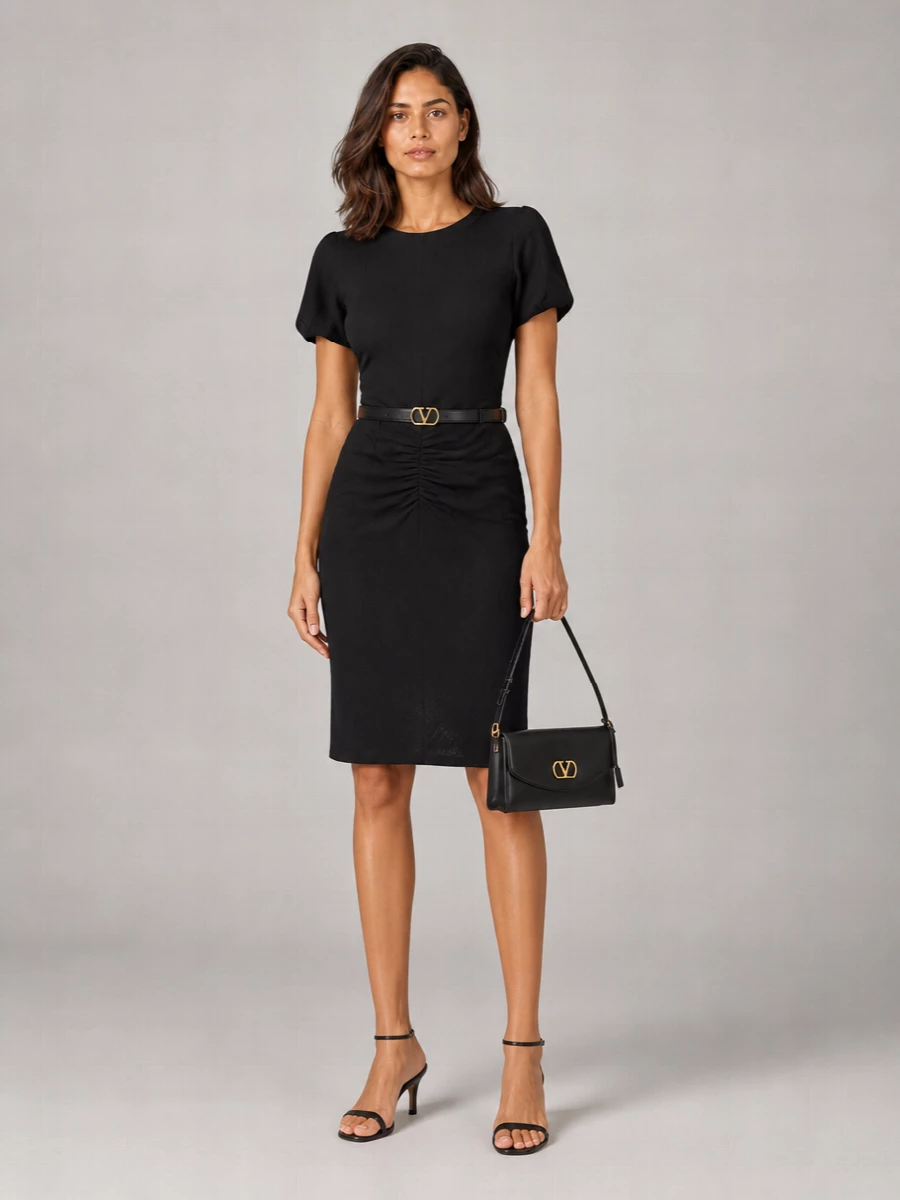 Victoria Beckham Gathered Waist Viscose Mini Dress