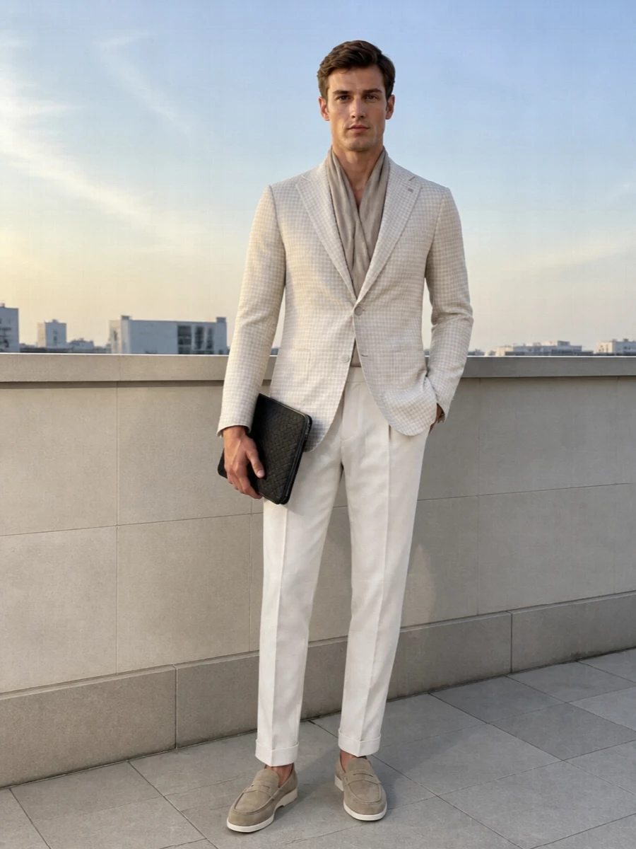 Tagliatore blazer pt torino ivory trousers outfit