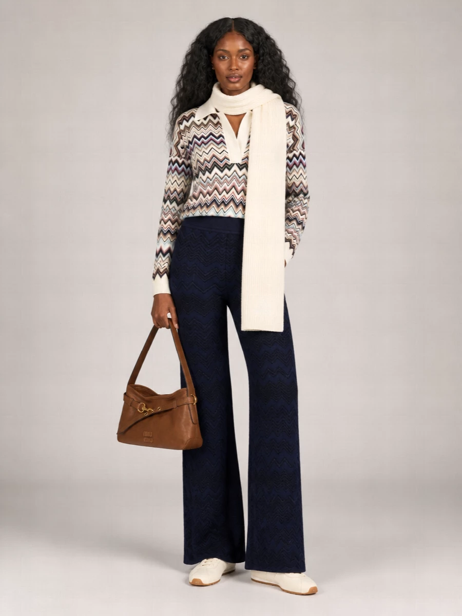 Missoni zigzag oversized v-neck long-sleeve polo jumper