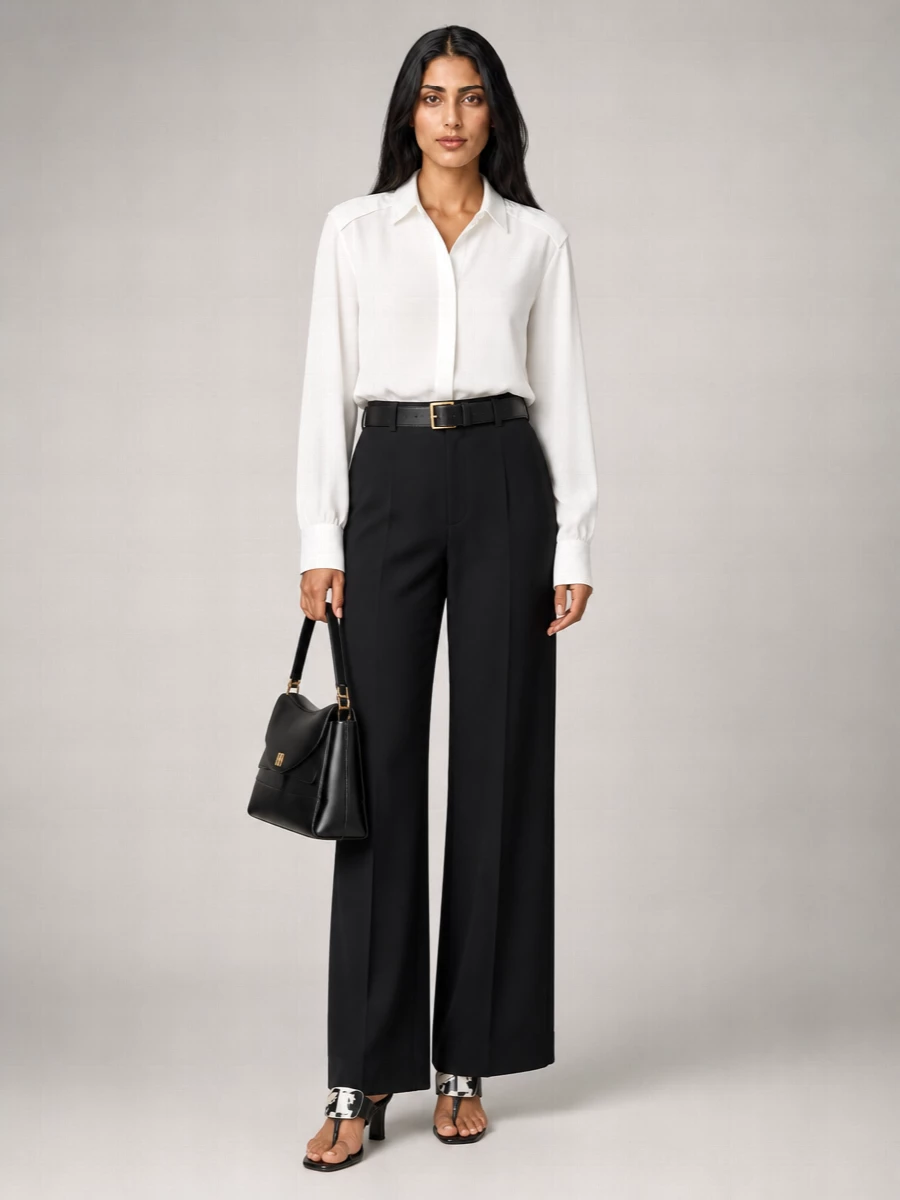 Burberry Wool Wide-Leg Trousers