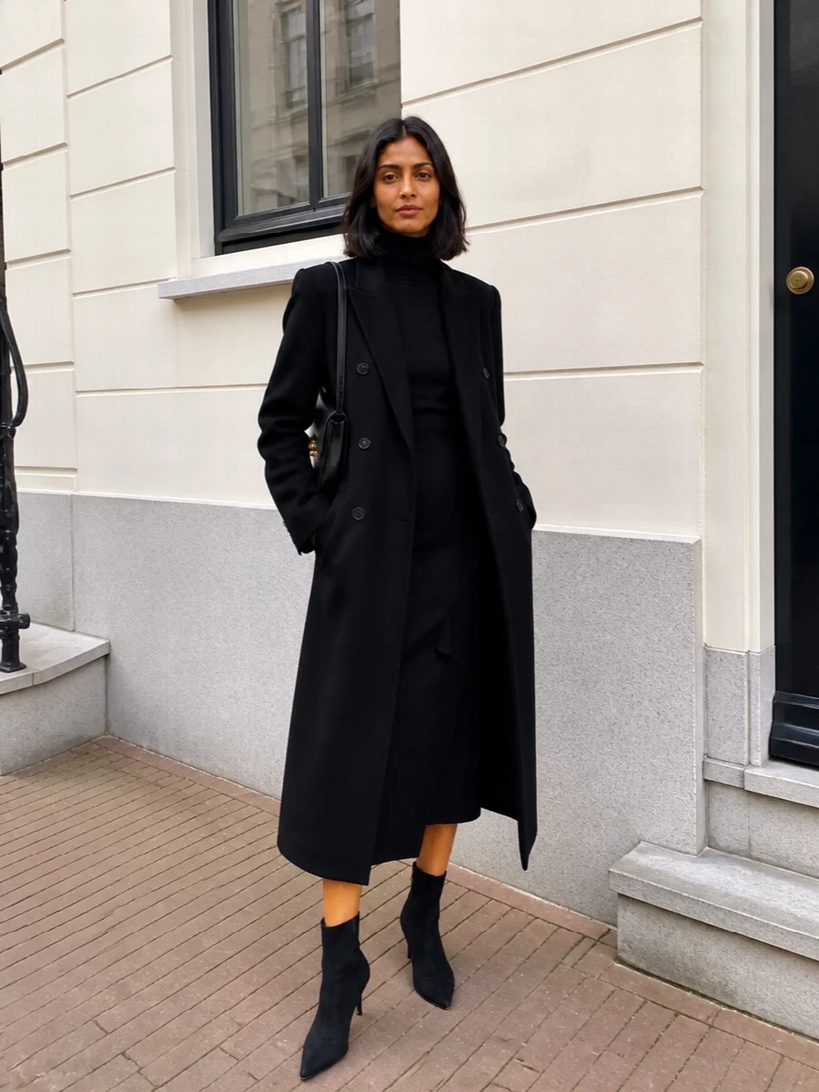 Frankie shop coat parosh black knit midi dress