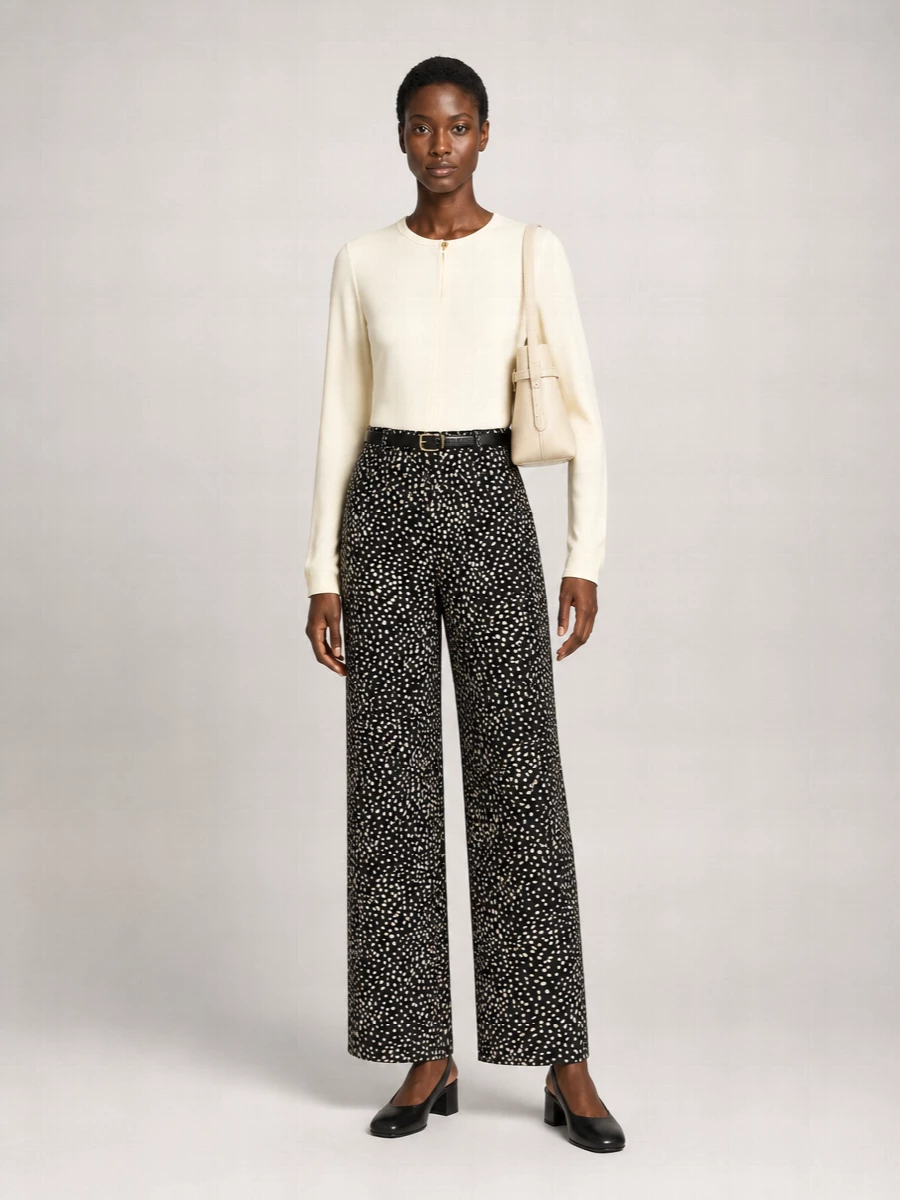 S Max Mara Patterned High-Rise Wide-Leg Trousers