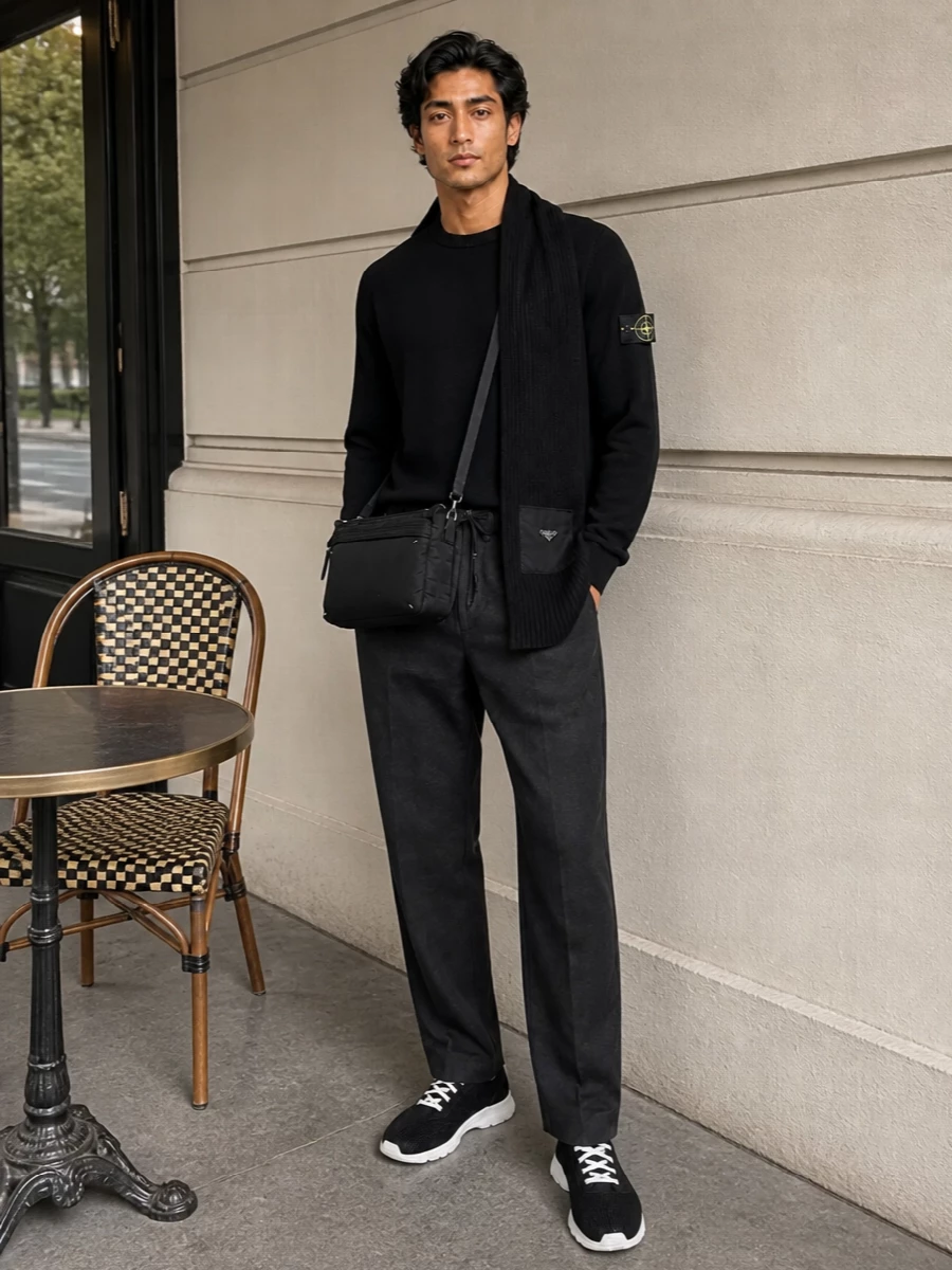 Stone island sweater dries van noten trousers