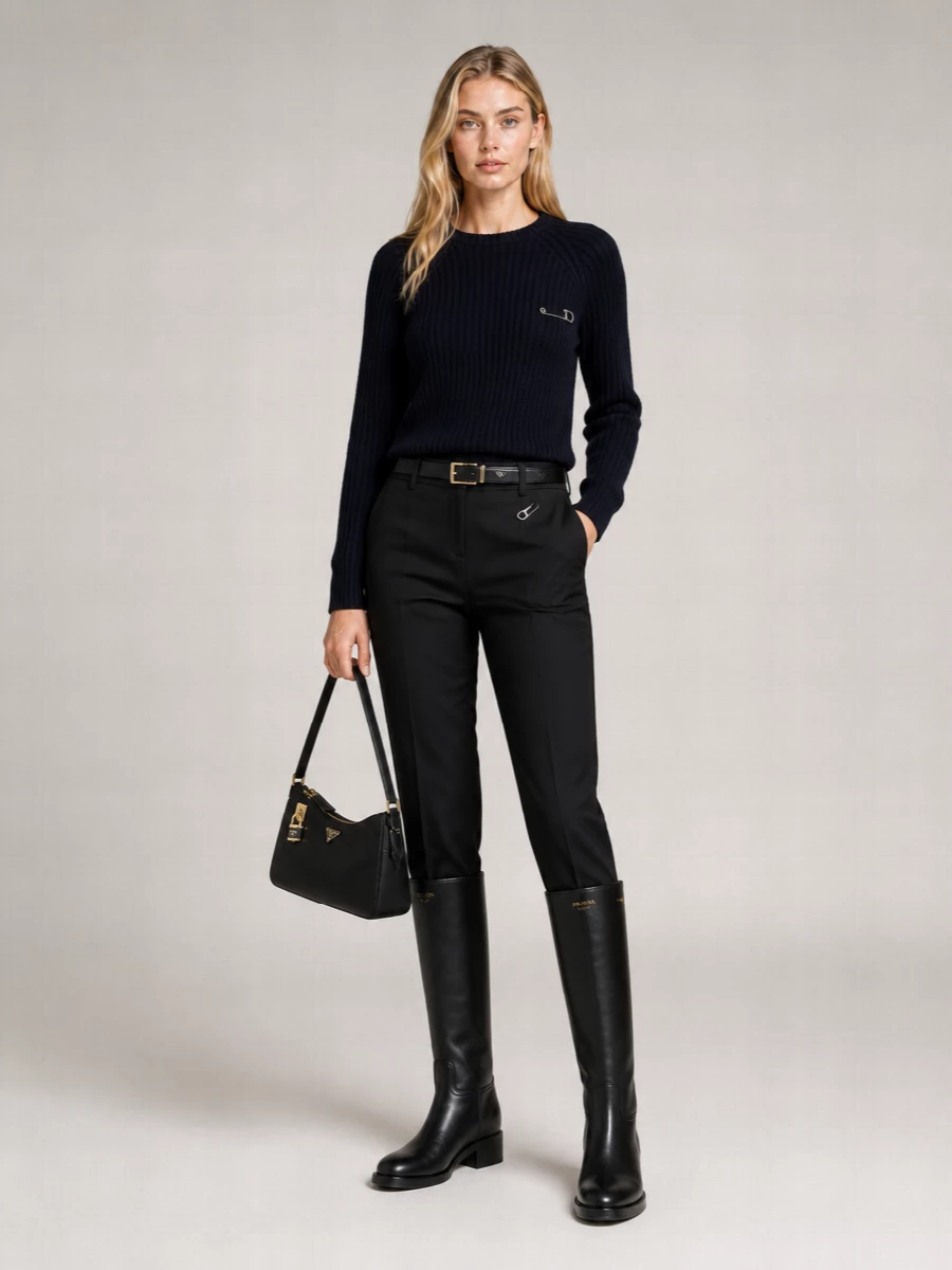 Prada Ribbed-Knit Cashmere Wool Sweater