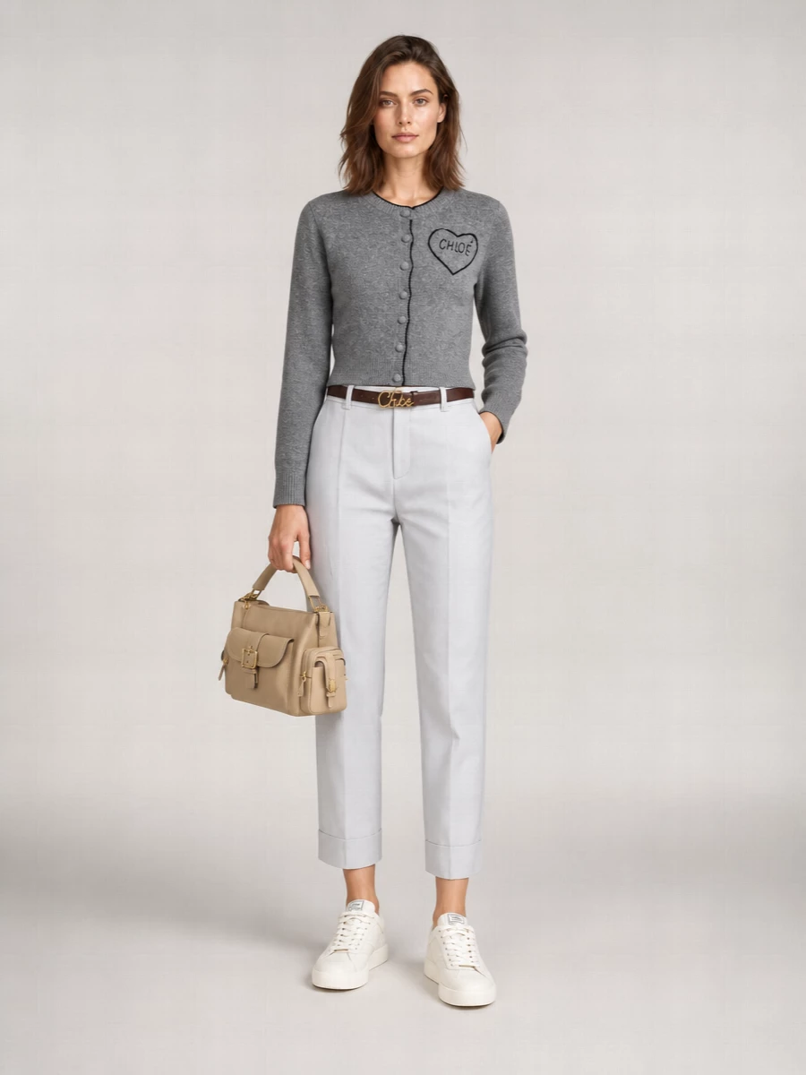 Chloé Ribbed Slim-Fit Logo Cardigan