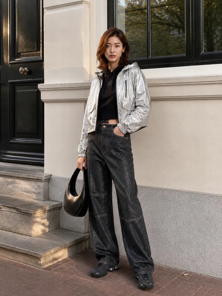 Iro silver bomber metallic jeans nike sneakers