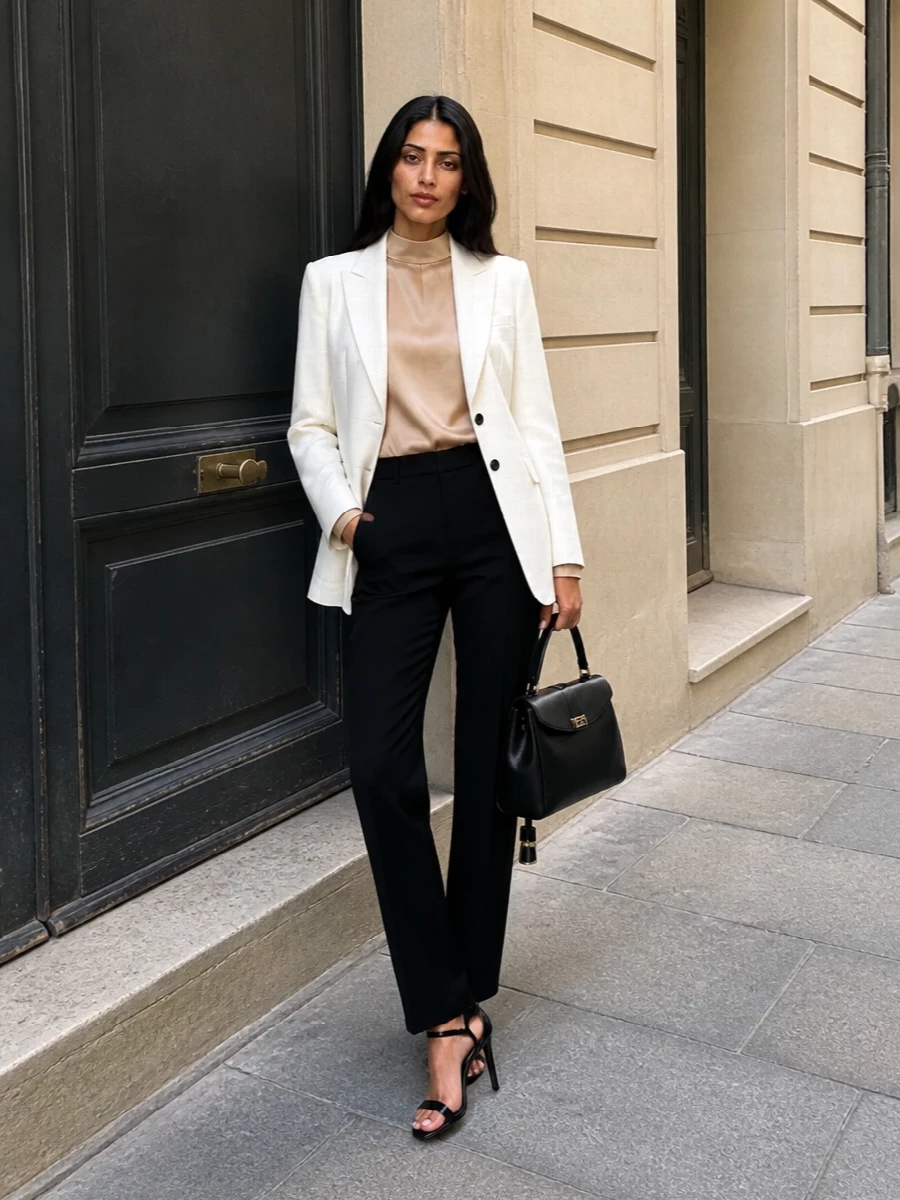 Tom ford white blazer black trousers outfit