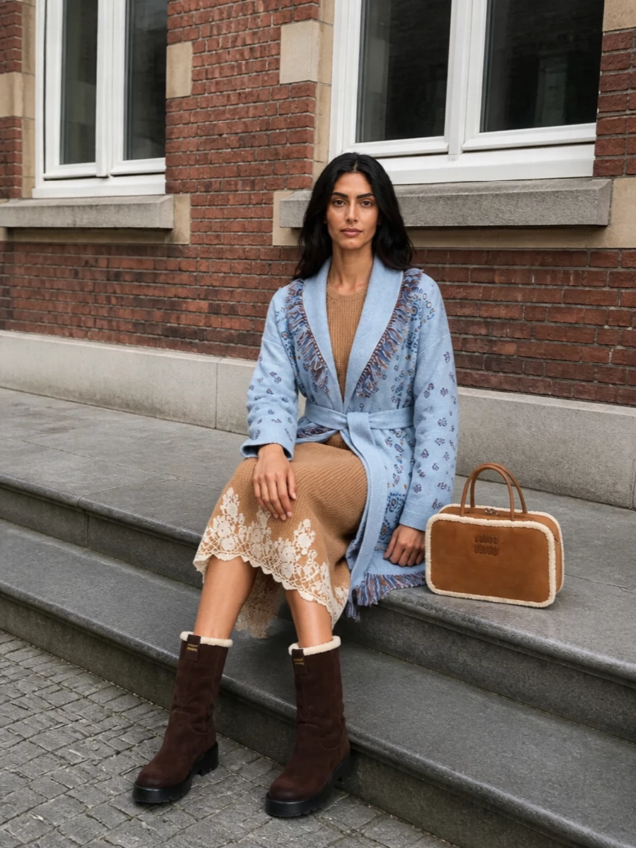 Alanui cardigan coat alberta ferretti knit dress