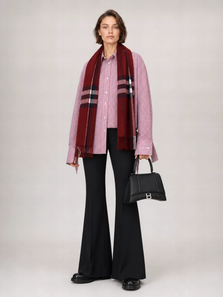 Balenciaga Striped Oversized Cotton Knotted Cuff Shirt