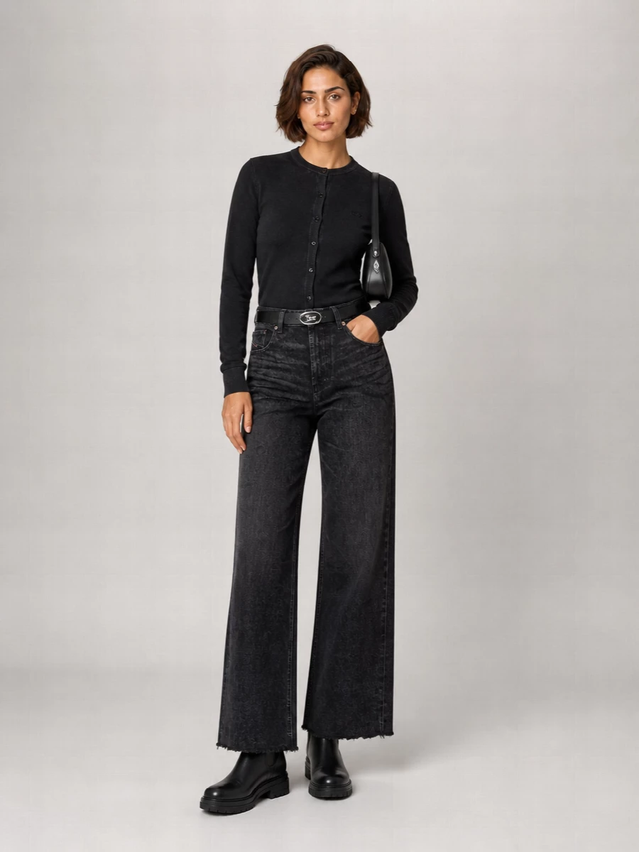 Diesel Cotton Round-Neck Long-Sleeve Cardigan