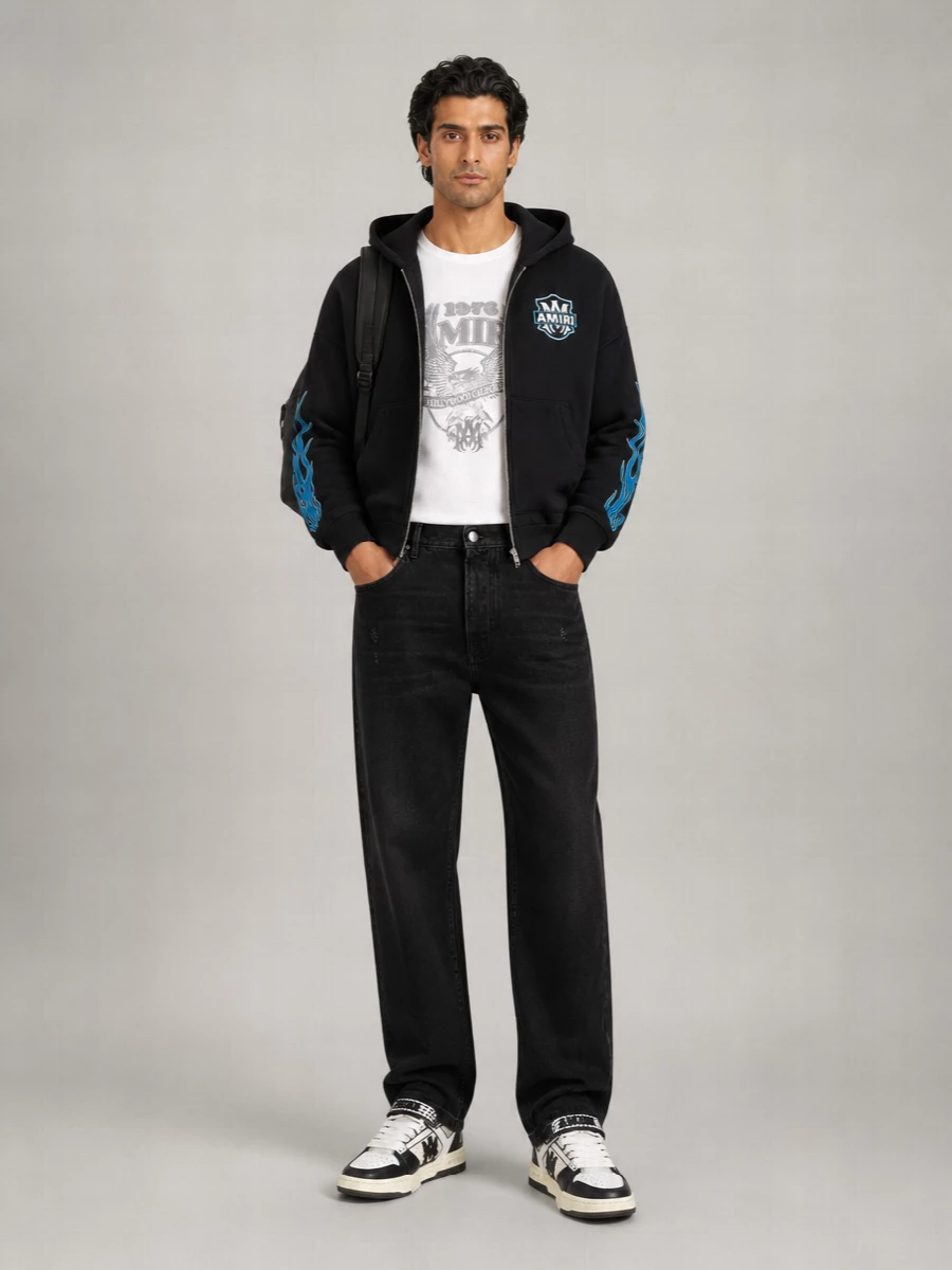 Amiri Cotton Relaxed-Fit Zip-Up Hoodie