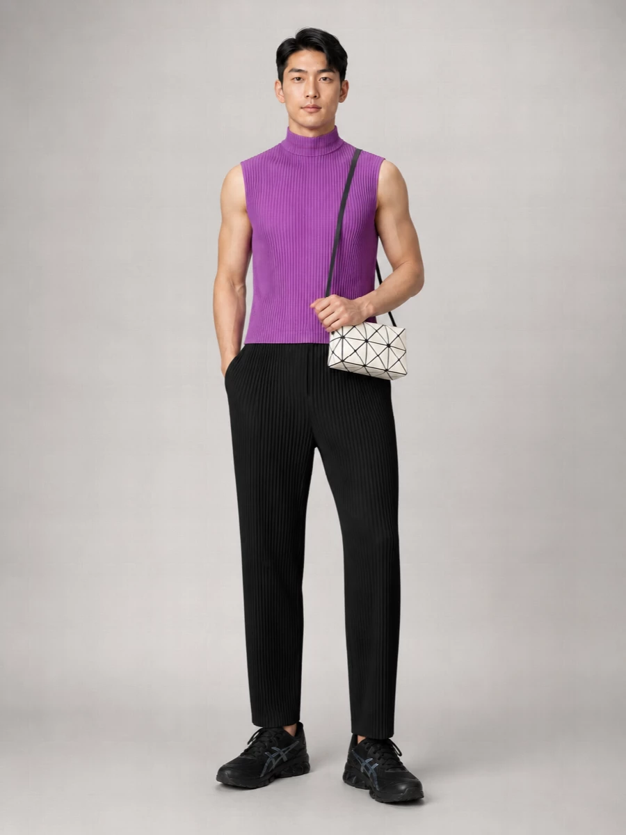 Homme Plisse Issey Miyake pleated sleeveless high neck top