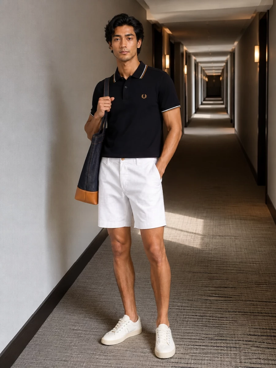 Fred perry polo white chino shorts sneakers