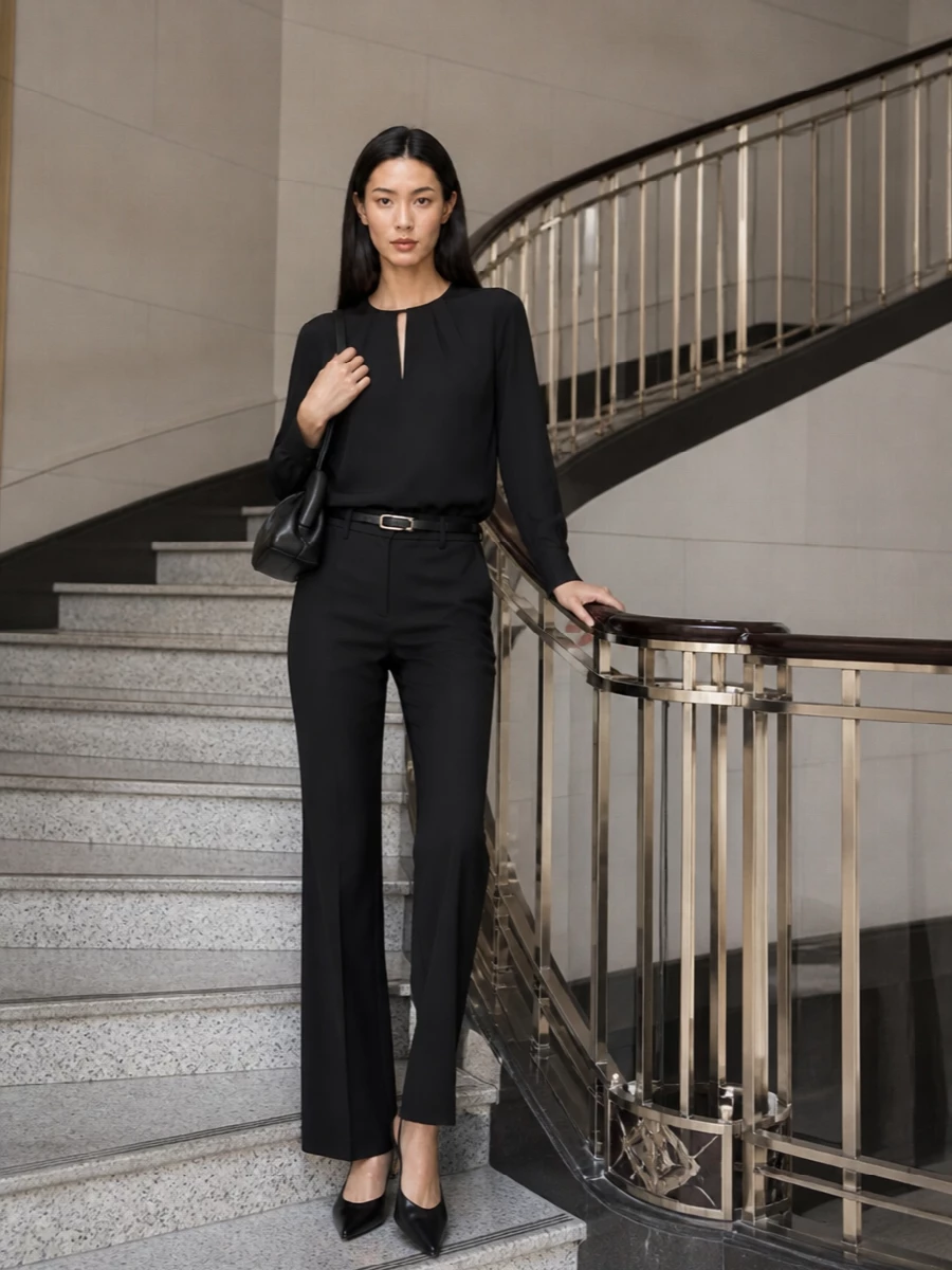 Max mara black tailored trousers outfit