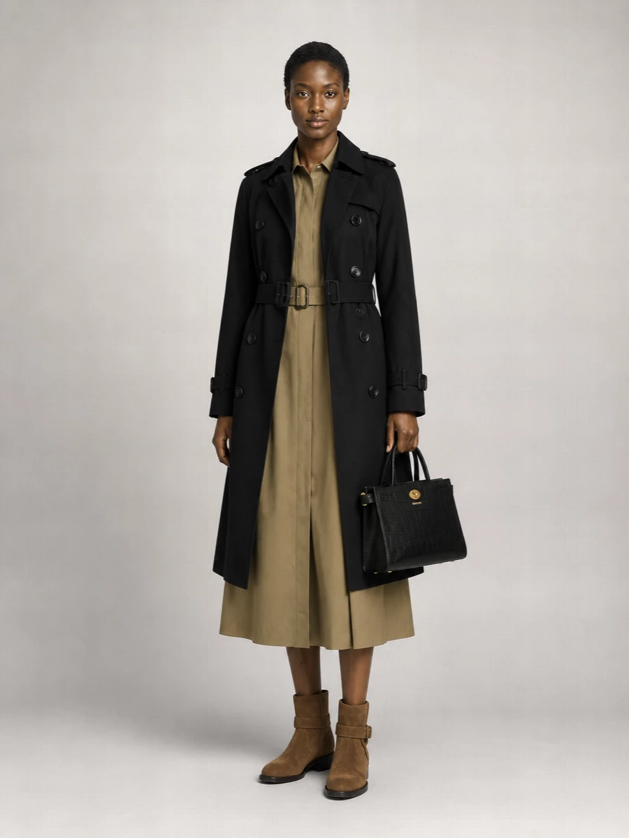 Burberry Cotton Double-Breasted Belted Trench Coat