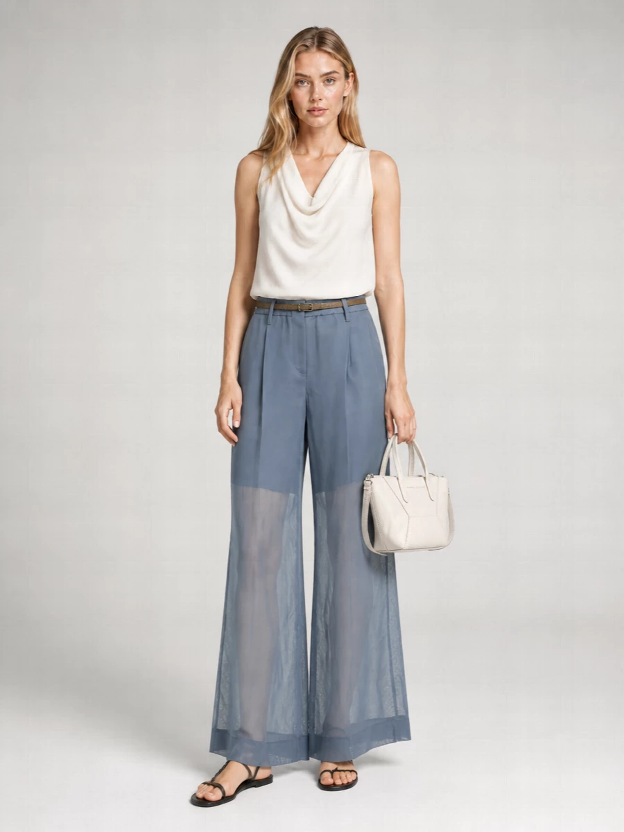 Brunello Cucinelli Cotton Wide-Leg Tailored Trousers