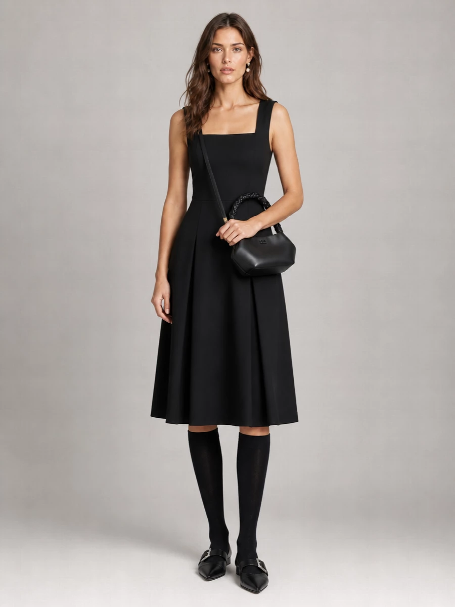 Ganni Satin Corset Midi Dress