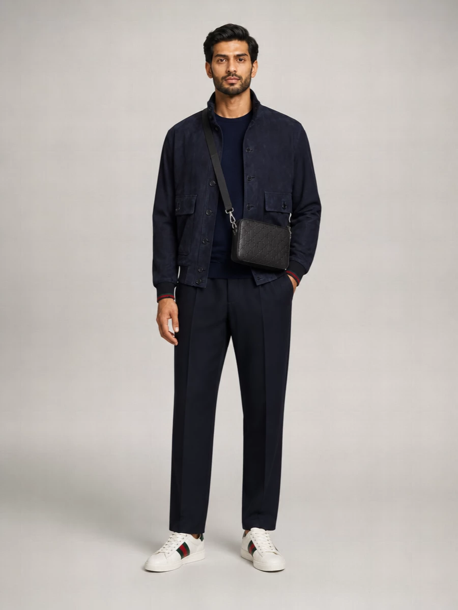 Gucci Suede Leather Regular-Fit Bomber Jacket