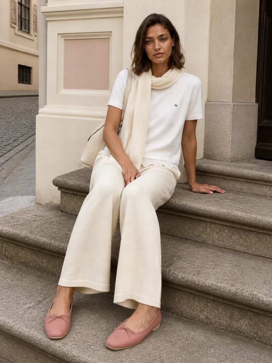 Max mara wide leg trouser outfit lace tee