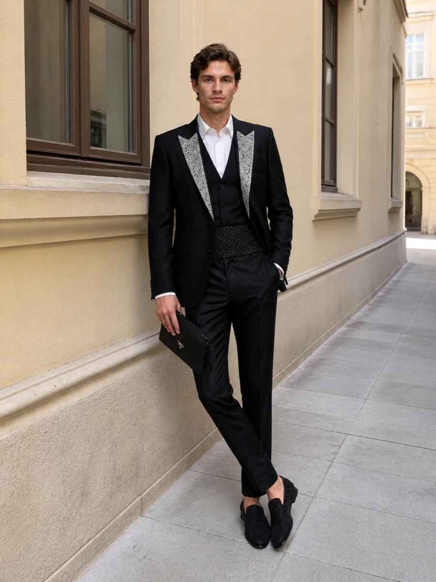 Dolce gabbana black crystal tuxedo outfit