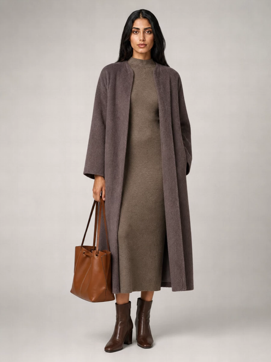 Max Mara camel hair mohair oversized double-breasted long coat