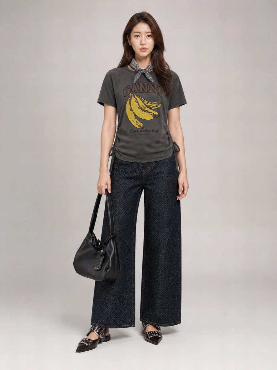 Ganni Organic Cotton Graphic Short-Sleeve T-Shirt