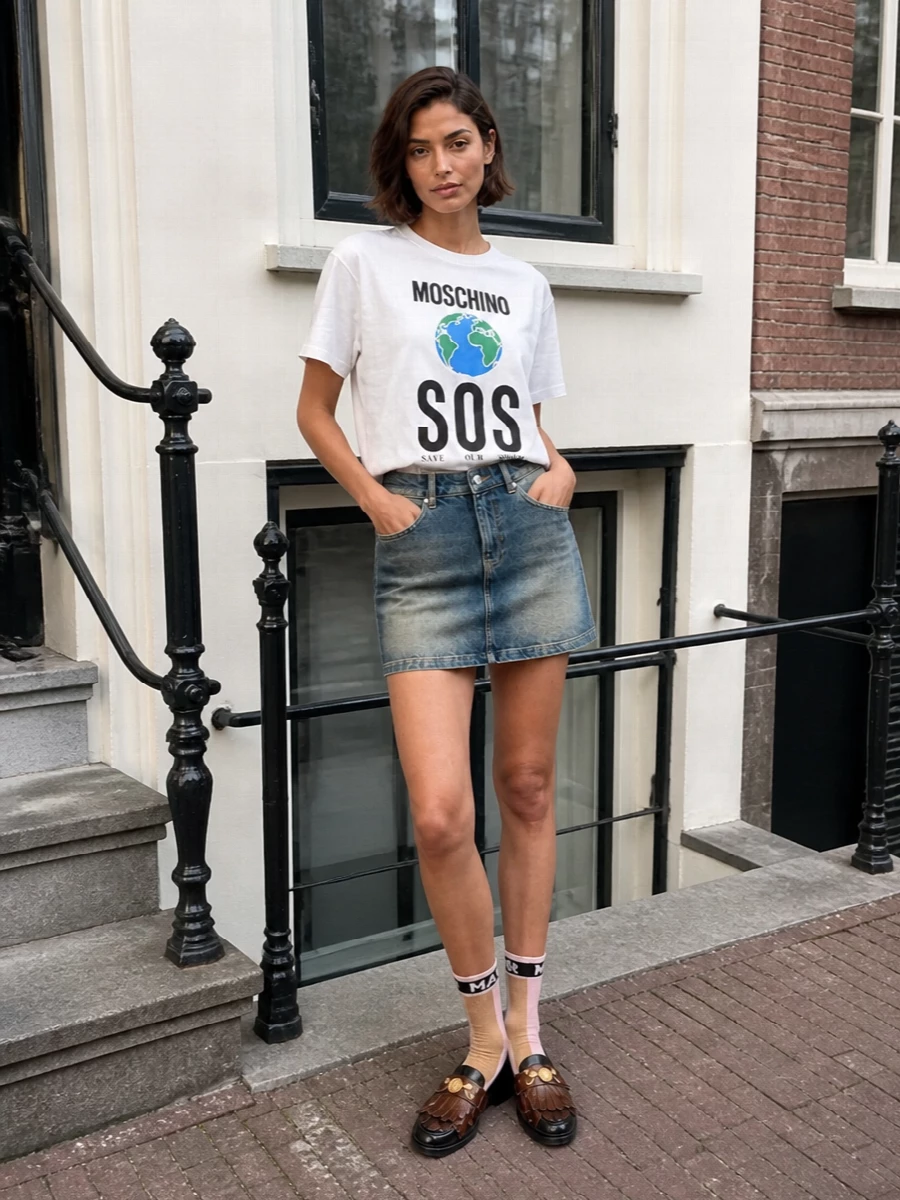 Moschino sos tee denim mini loafers