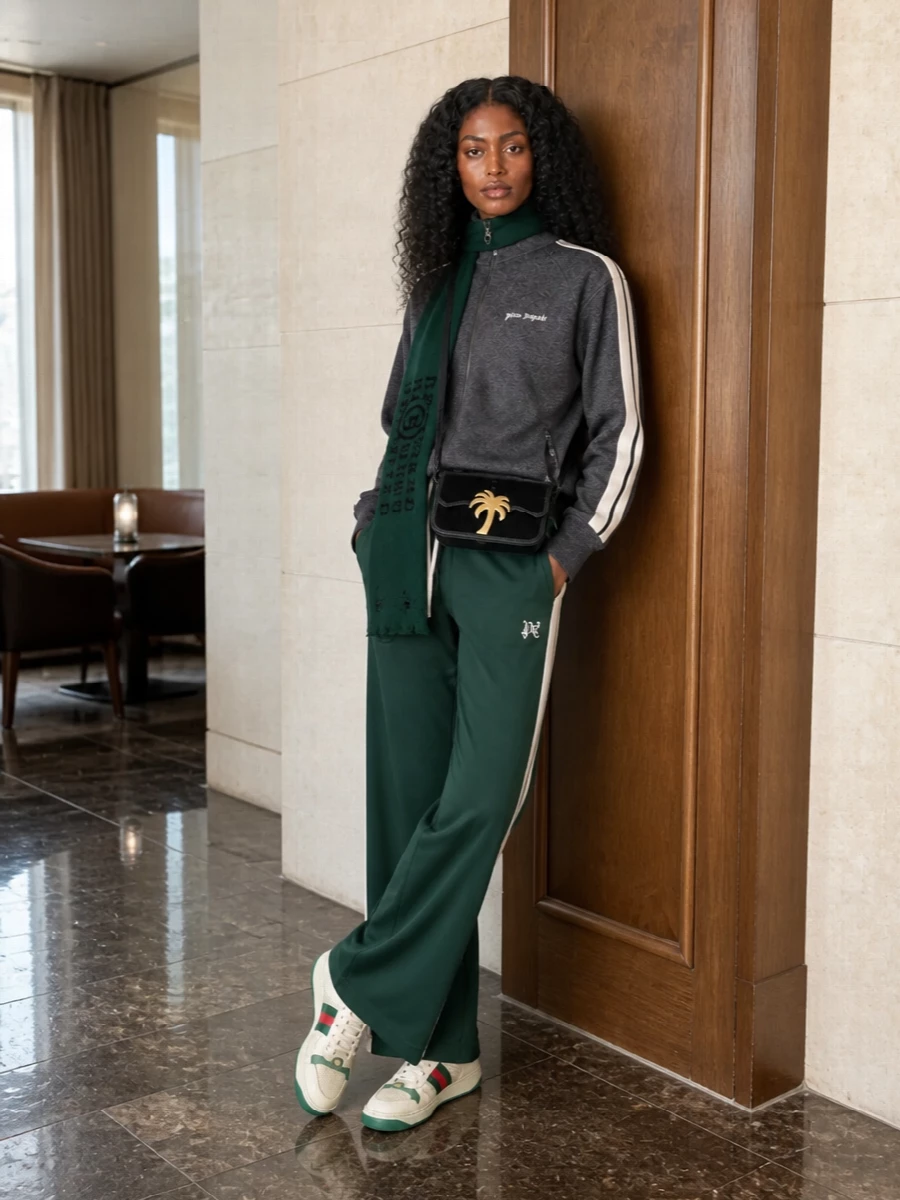 Palm angels track pants gucci sneakers outfit