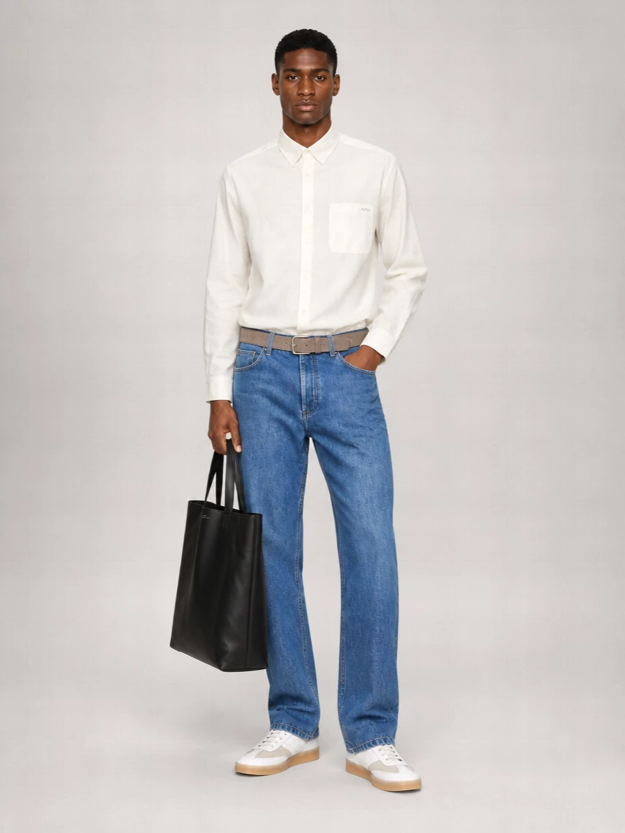7 For All Mankind Silk-Blend Straight-Leg Jeans