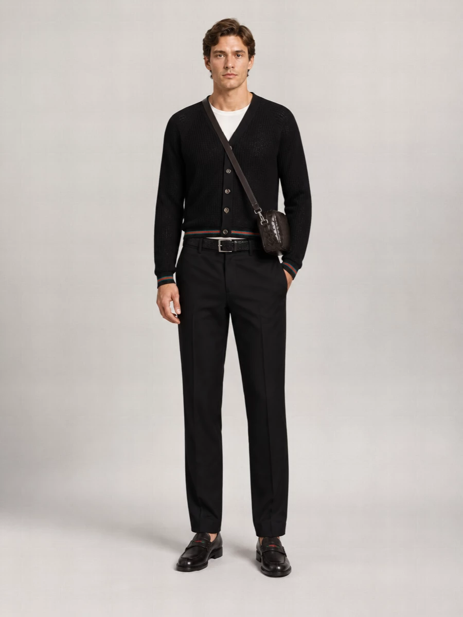 Gucci Cotton Ribbed Knit V-Neck Cardigan