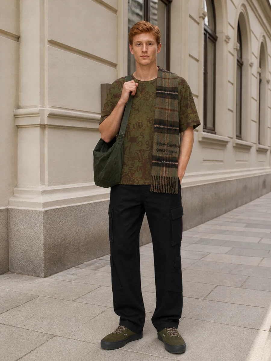 Vivienne westwood graphic tee cargo trousers outfit