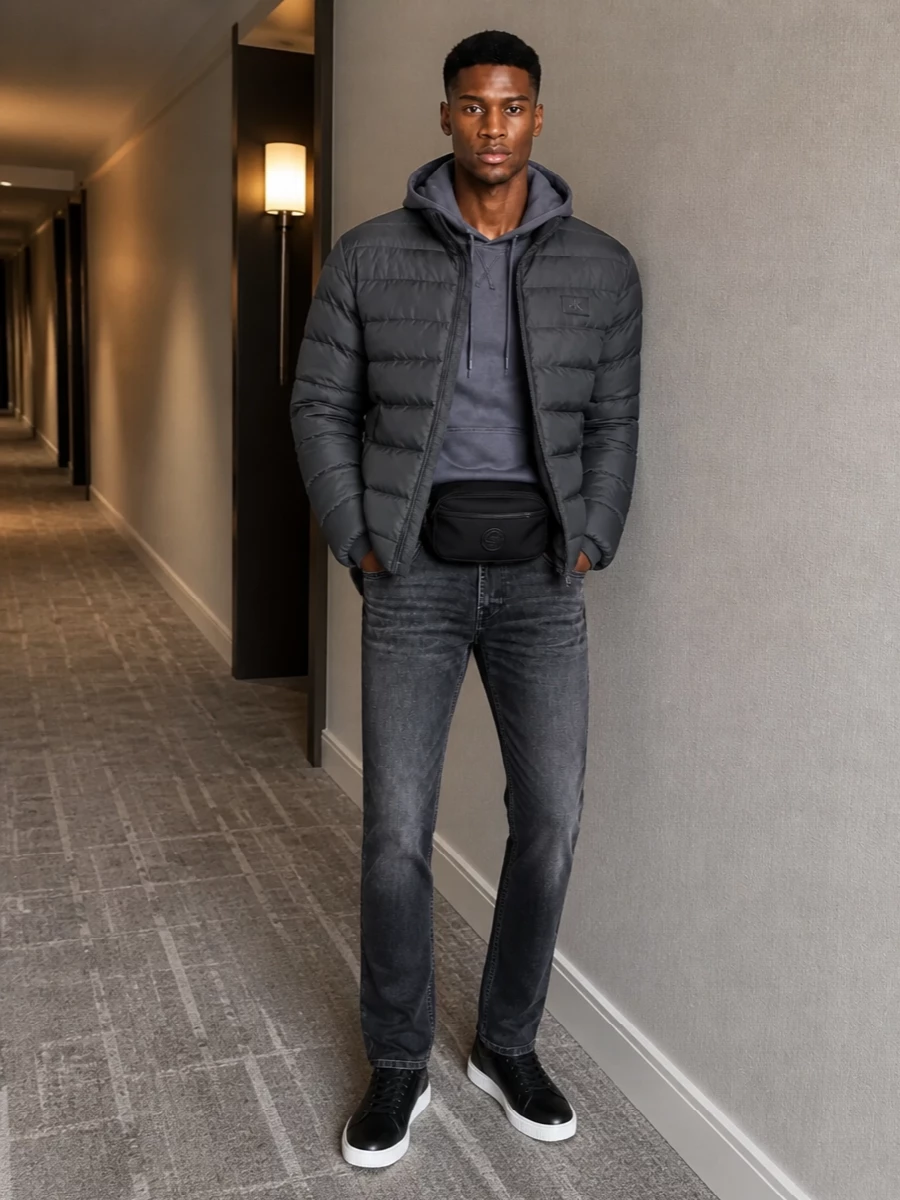 Calvin klein charcoal puffer jeans sneakers