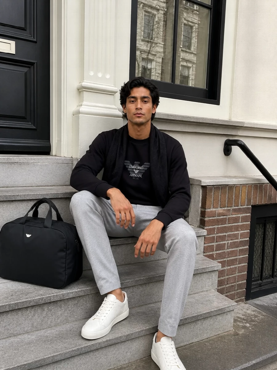 Emporio armani sweatshirt grey joggers white sneakers