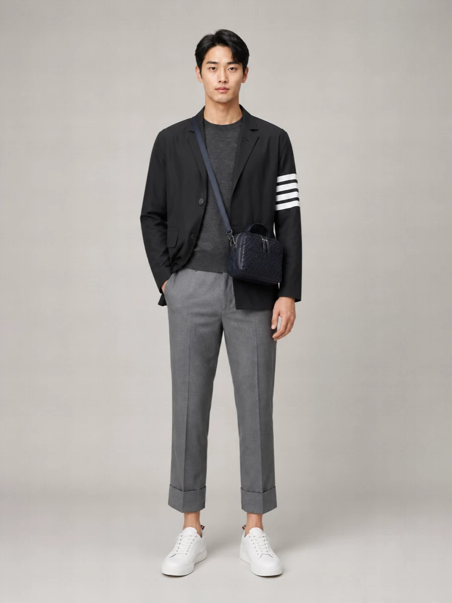 Thom Browne Logo Print Lightweight Jacket