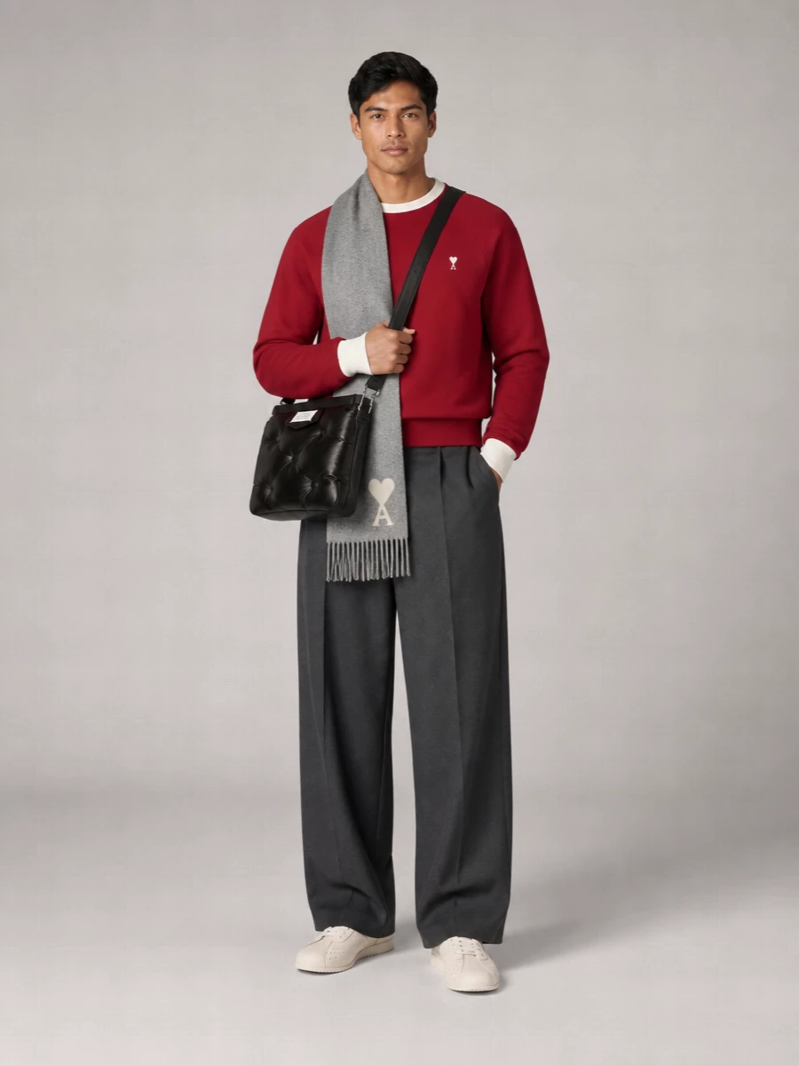 Ami Paris cotton colorblock crewneck sweatshirt