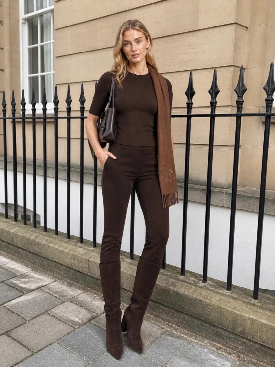 Parosh chocolate knit outfit knee boots