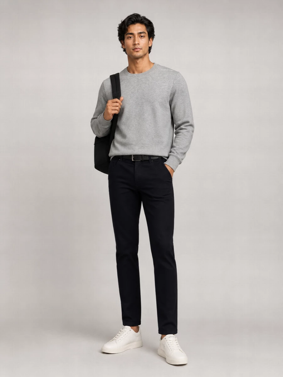 Calvin Klein Polyester Crew-Neck Long-Sleeve Sweater