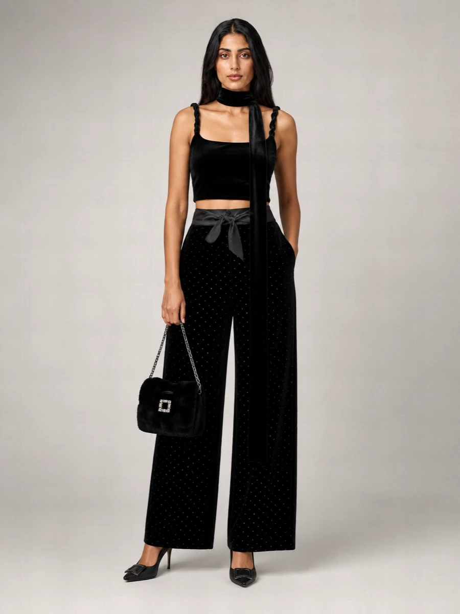 Emporio Armani velvet straight-leg trousers