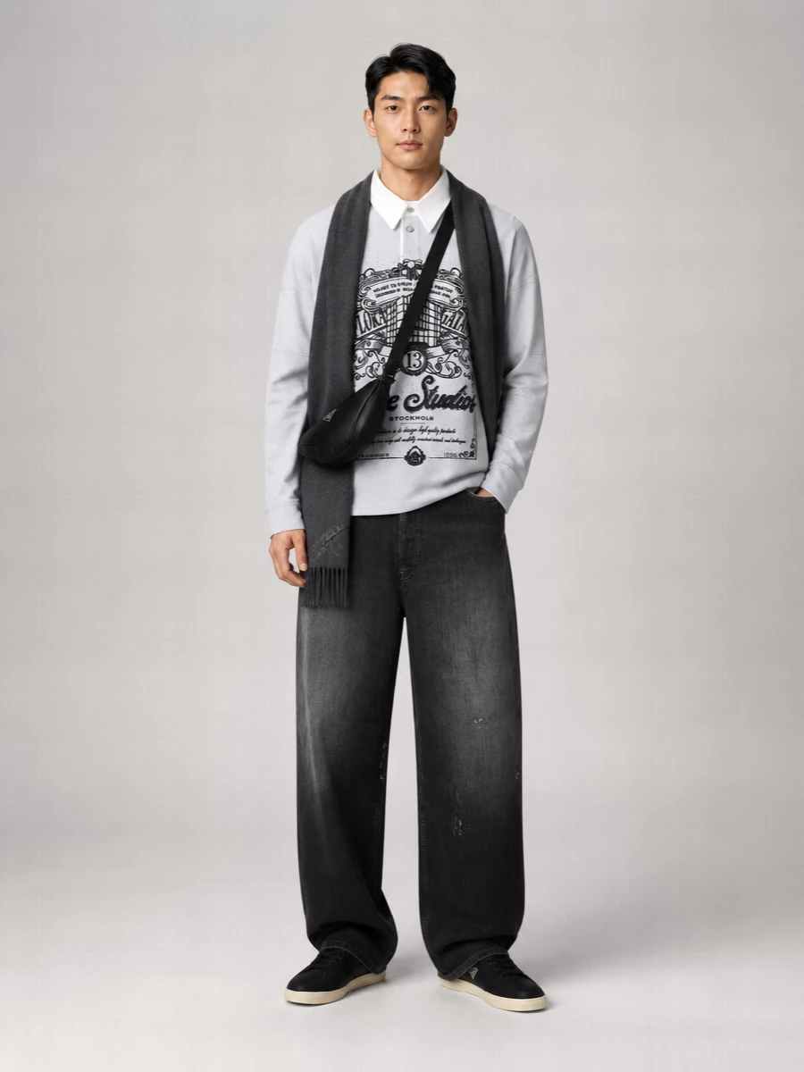 Acne Studios Cotton Long-Sleeve Polo Shirt