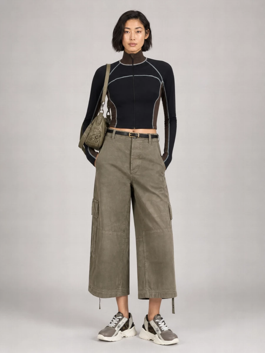 Fendi Cotton Mid-Rise Wide-Leg Cargo Trousers